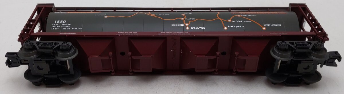 MTH 30-75275 O New York Ontario & Western 4-Bay Cylindrical Hopper Car #1880 EX