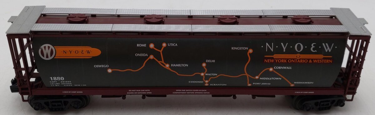 MTH 30-75275 O New York Ontario & Western 4-Bay Cylindrical Hopper Car #1880 EX