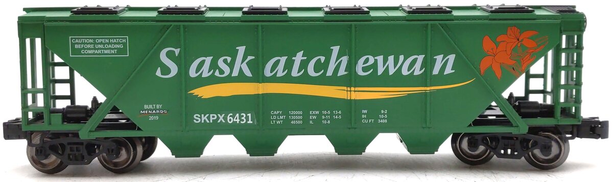 Menards 279-4560 O Gauge Saskatchewan Coal 4-Bay Hopper #6431 LN/Box
