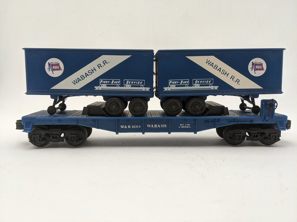 Lionel 6-16314 O Gauge Wabash Flatcar with Wabash Trailers #16314 EX