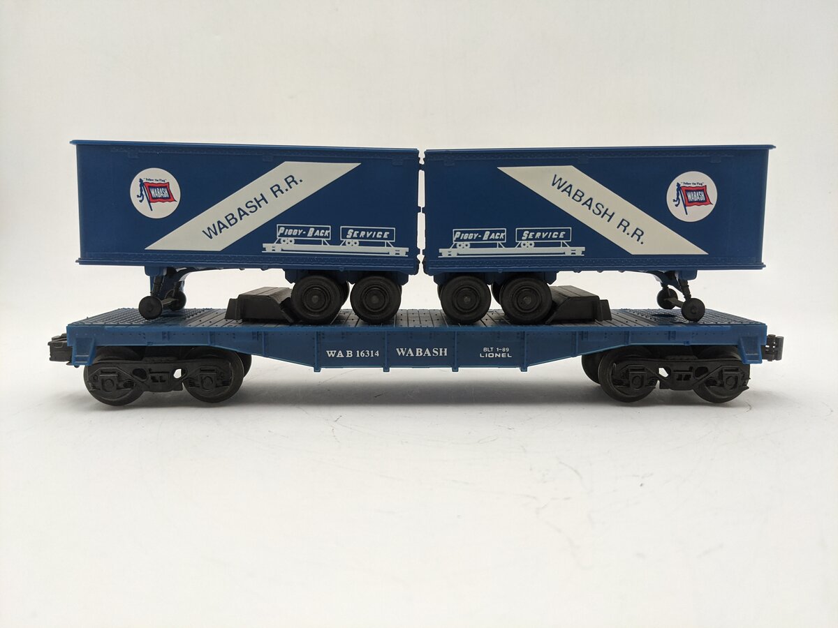 Lionel 6-16314 O Gauge Wabash Flatcar with Wabash Trailers #16314 EX