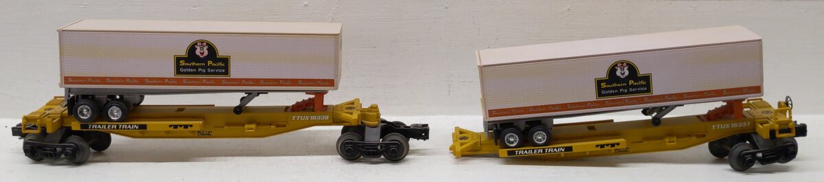 Lionel 6-16345 O TTUX Flatcar w/ Southern Pacific Trailers VG/Box