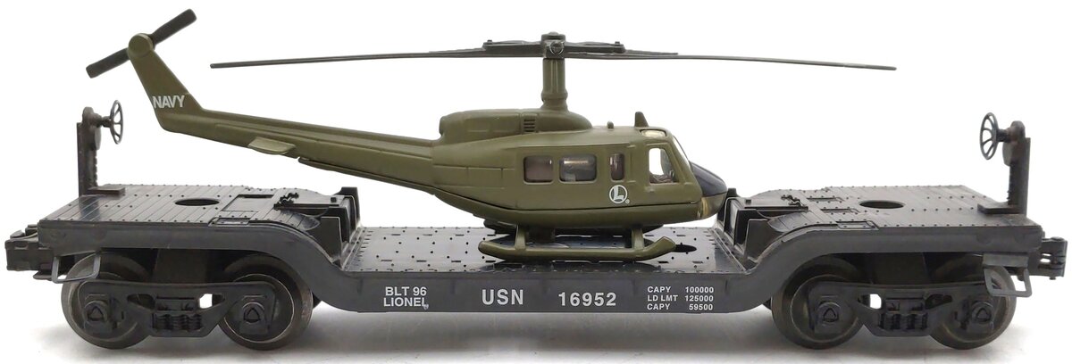 Lionel 6-16952 O Gauge US Navy Flatcar with Ertl Helicopter #16952 EX