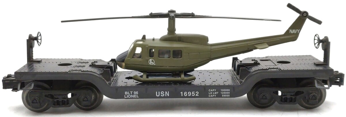 Lionel 6-16952 O Gauge US Navy Flatcar with Ertl Helicopter #16952 EX