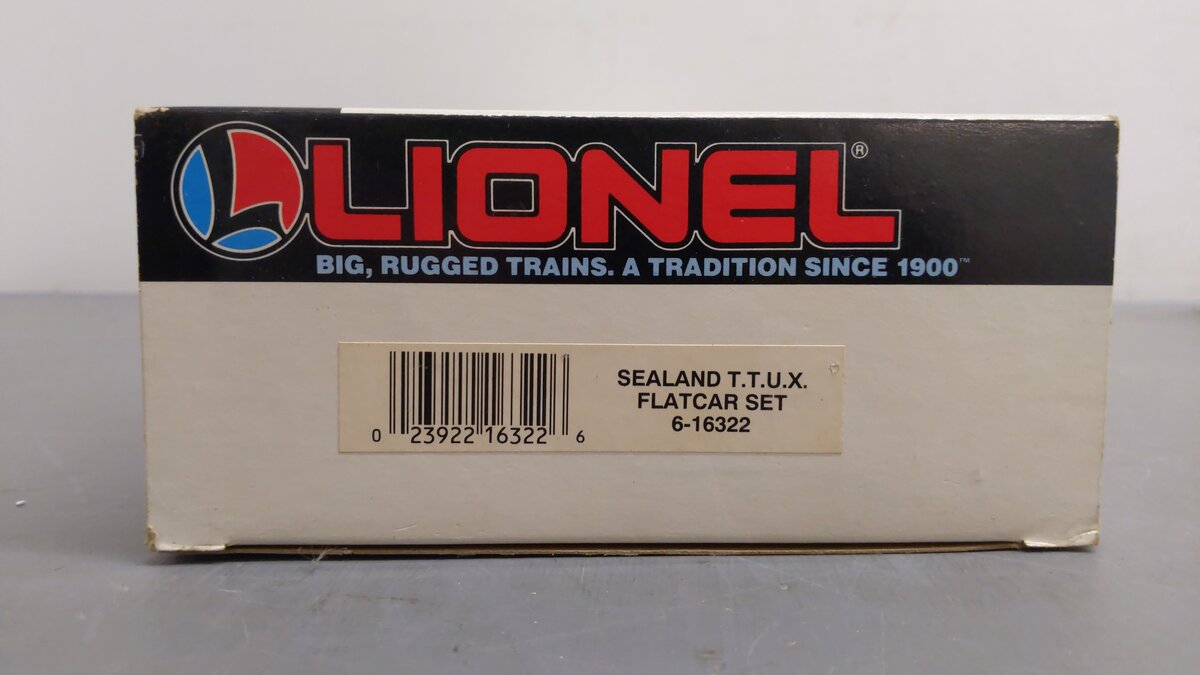 Lionel 6-16322 O Gauge TTUX Flatcar with 4 Sealand Trailers EX/Box