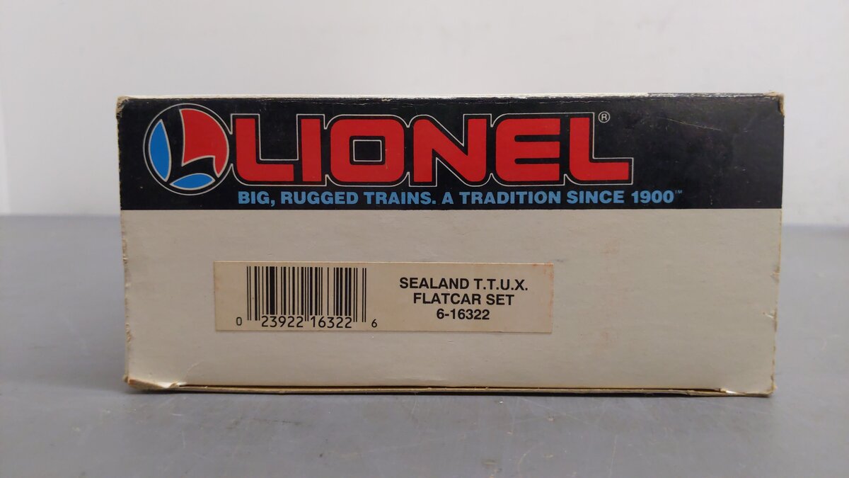 Lionel 6-16322 O Gauge TTUX Flatcar with 4 Sealand Trailers EX/Box