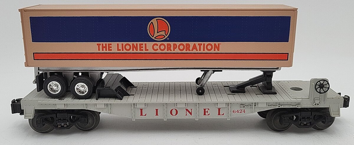 Lionel 6-16924 O Gauge Lionel Flatcar #6424 with Lionel Corporation Trailer EX