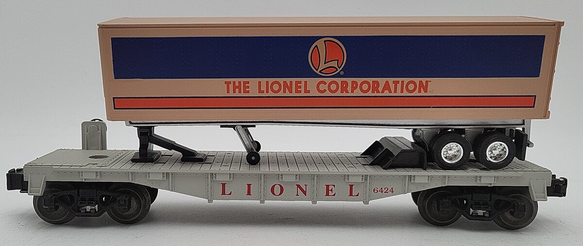 Lionel 6-16924 O Gauge Lionel Flatcar #6424 with Lionel Corporation Trailer EX