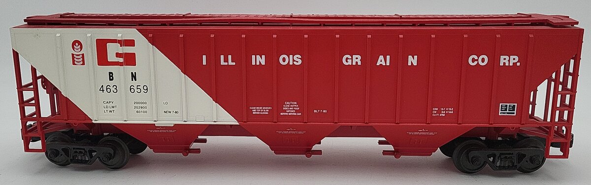 Weaver O Gauge BN Illinois Grain Corp. 3-Bay Covered Hopper #463659 EX