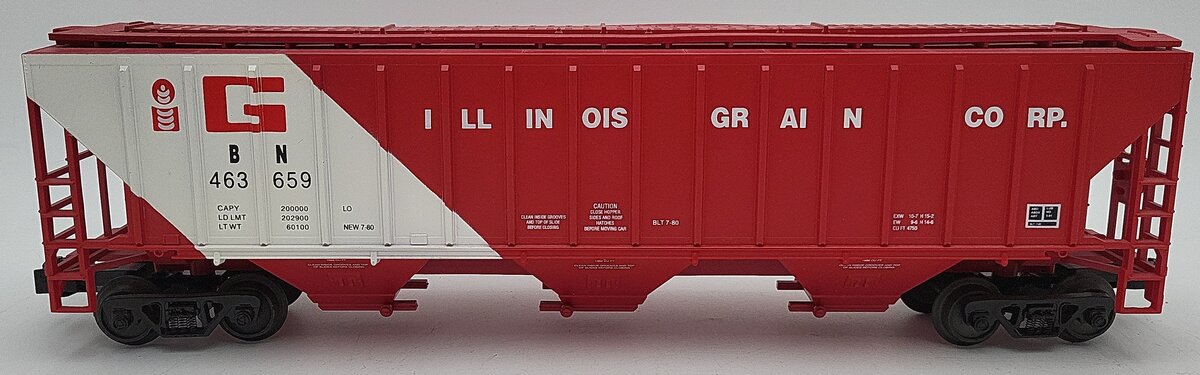 Weaver O Gauge BN Illinois Grain Corp. 3-Bay Covered Hopper #463659 EX