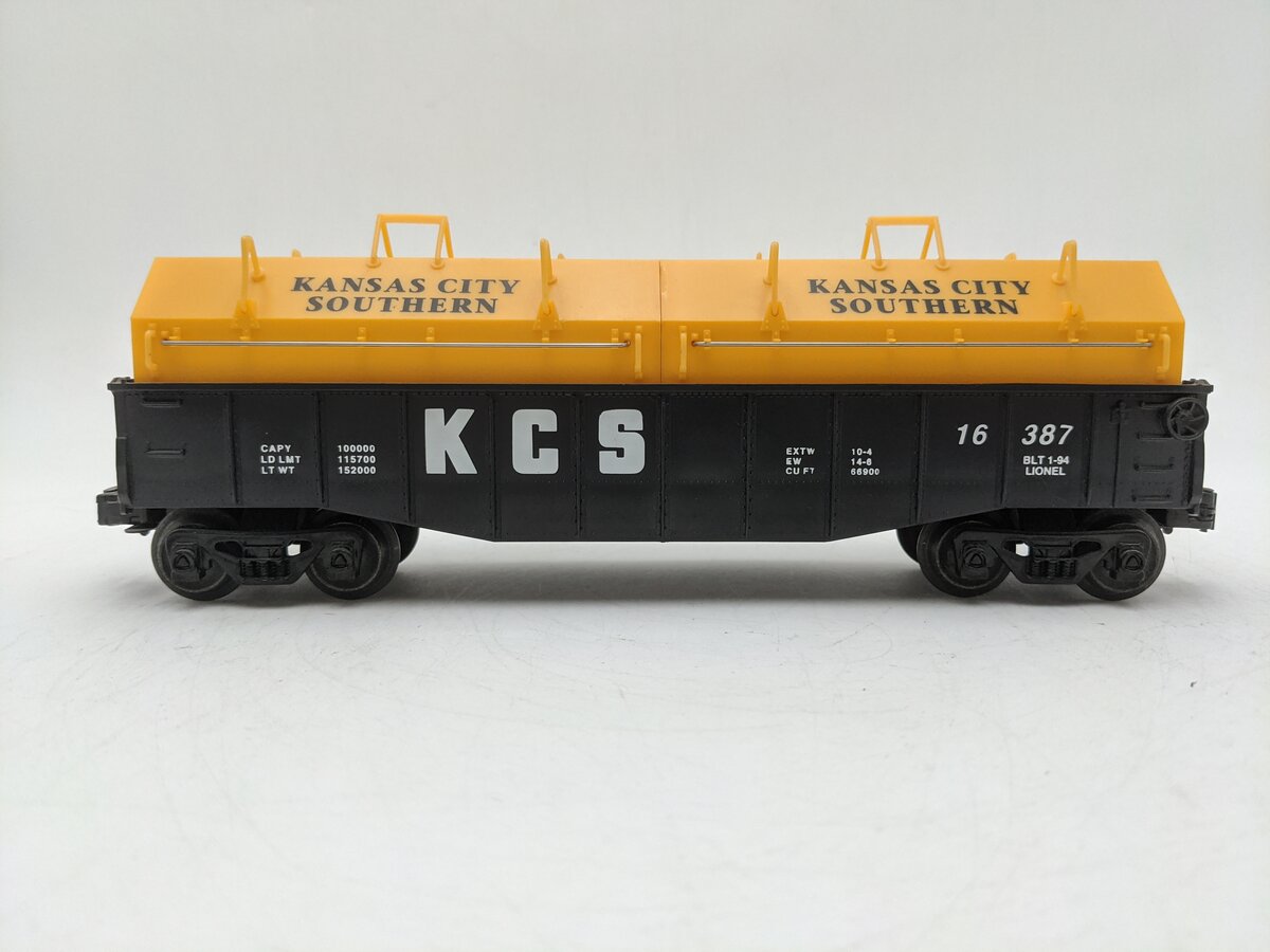 Lionel 6-16387 O Gauge Kansas City Southern Gondola w/Coil Covers EX