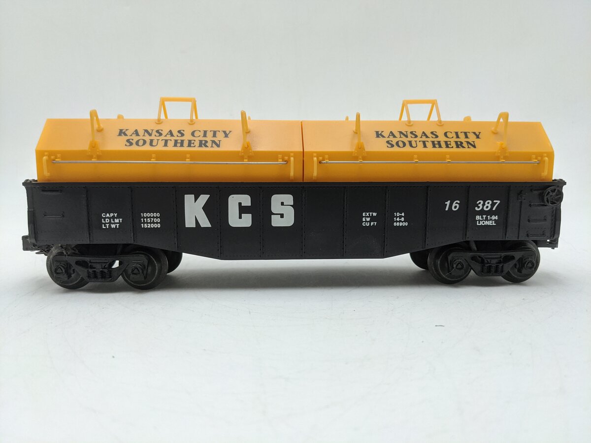 Lionel 6-16387 O Gauge Kansas City Southern Gondola w/Coil Covers EX