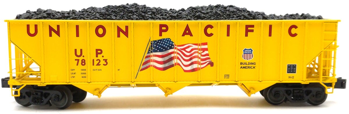 Lionel 6-27432 O Gauge Union Pacific 3-Bay Open Hopper #78123 LN