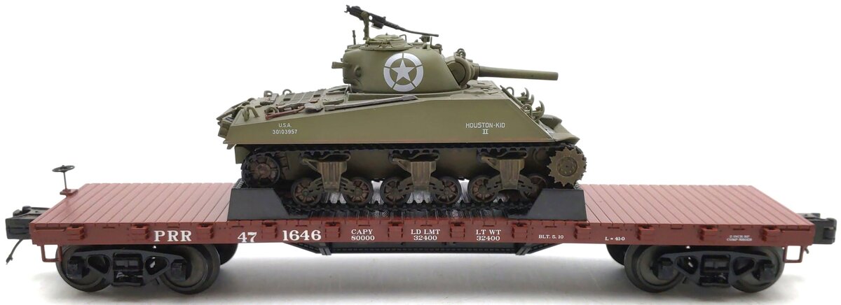 MTH 20-98913 O Pennsylvania Flat Car w/M4 Sherman Tank LN