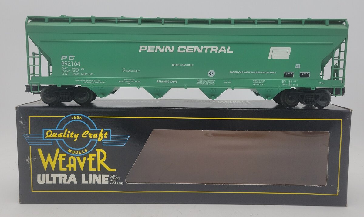 Weaver 892164 O Gauge Penn Central Centerflow Hopper (3 Rail) EX/Box