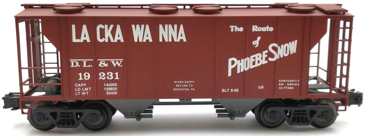 Weaver O Lackawanna Phoebe Snow PS-2 Hopper #19231 (3-Rail) VG