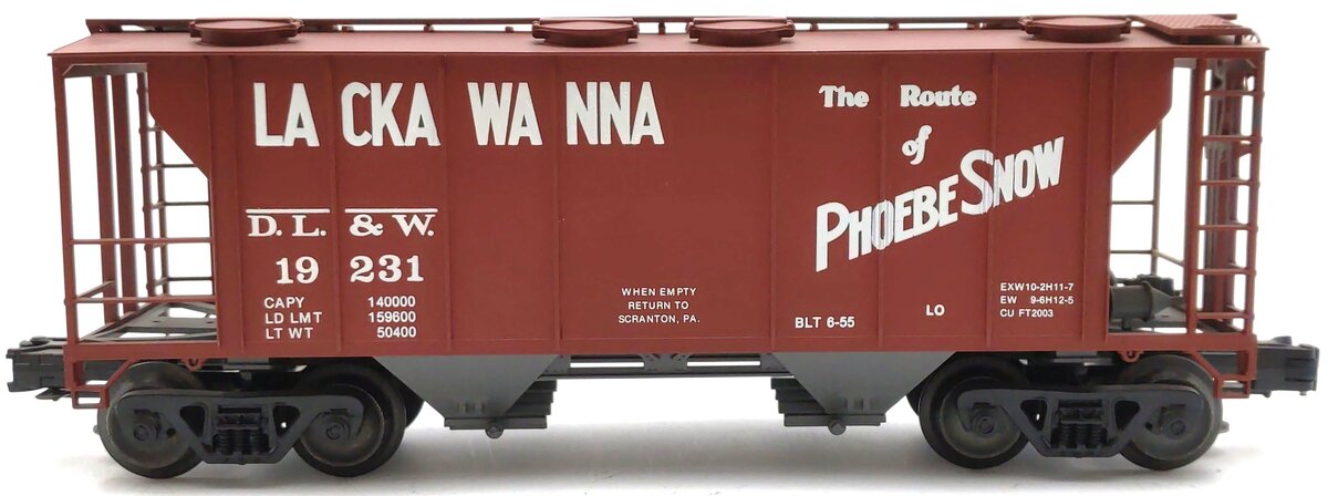 Weaver O Lackawanna Phoebe Snow PS-2 Hopper #19231 (3-Rail) VG