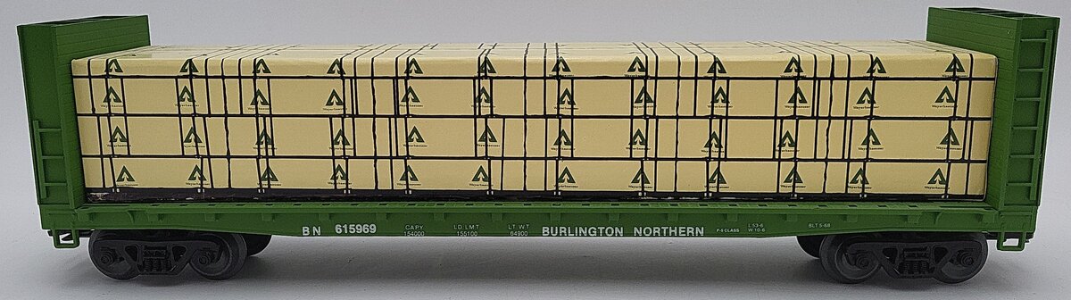 Weaver 615969 O Scale Burlington Northern 50' Bulkhead Flatcar EX