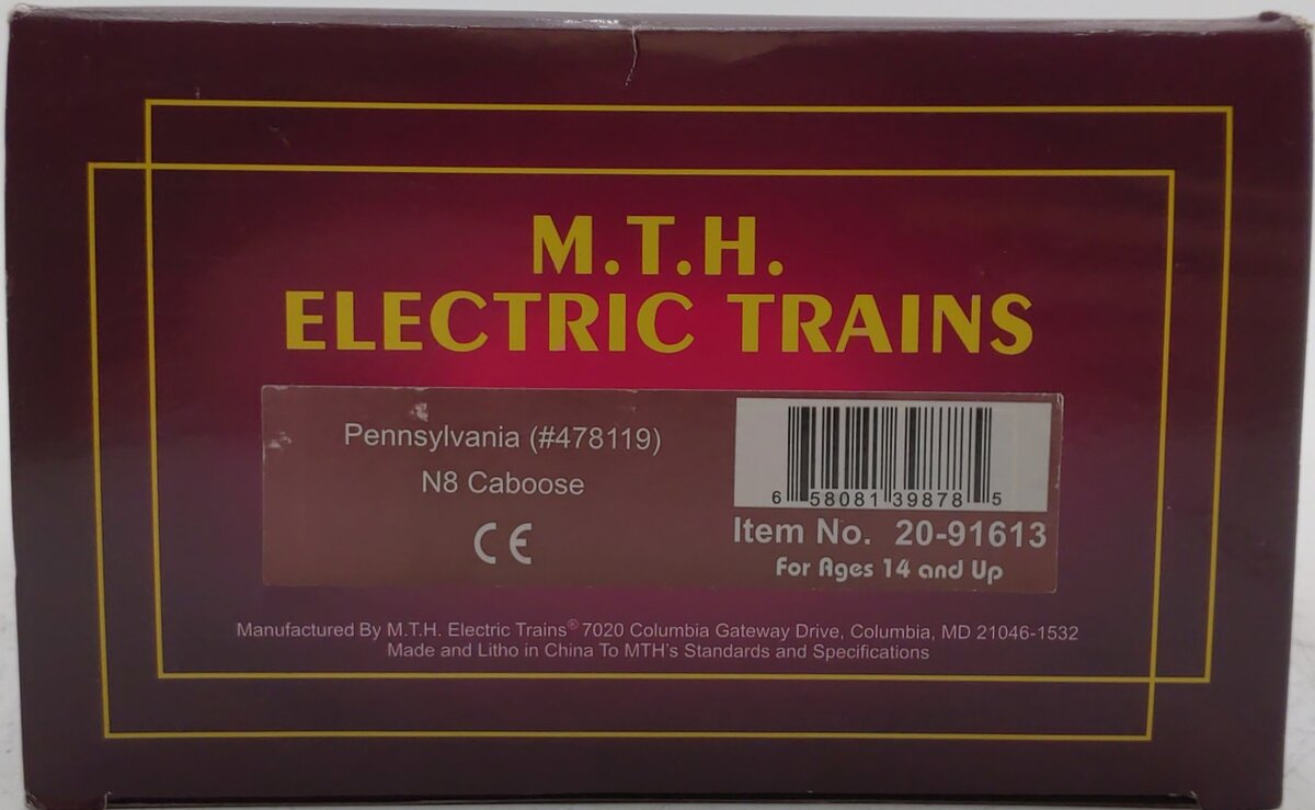 MTH 20-91613 O Pennsylvania N8 Caboose #478119
