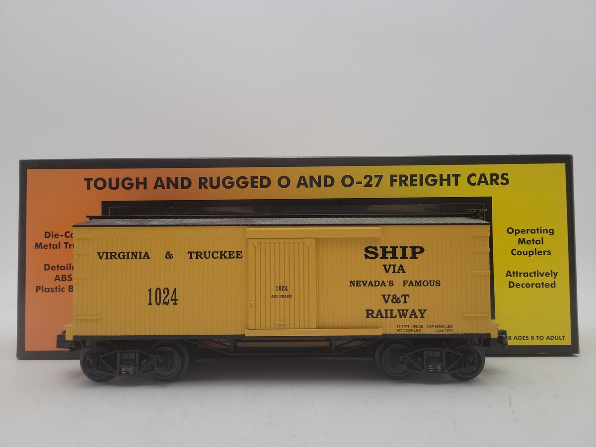 MTH 30-74237 Virginia & Truckee 19th Century 34' Box Car EX/Box
