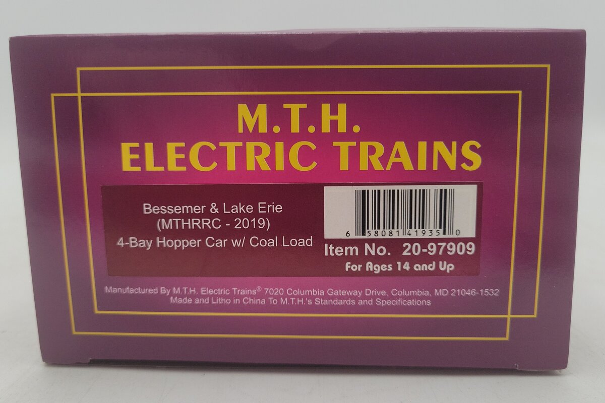 MTH 20-97909 O Bessemer & Lake Erie Hopper w/ Coal Load #1776 EX/Box