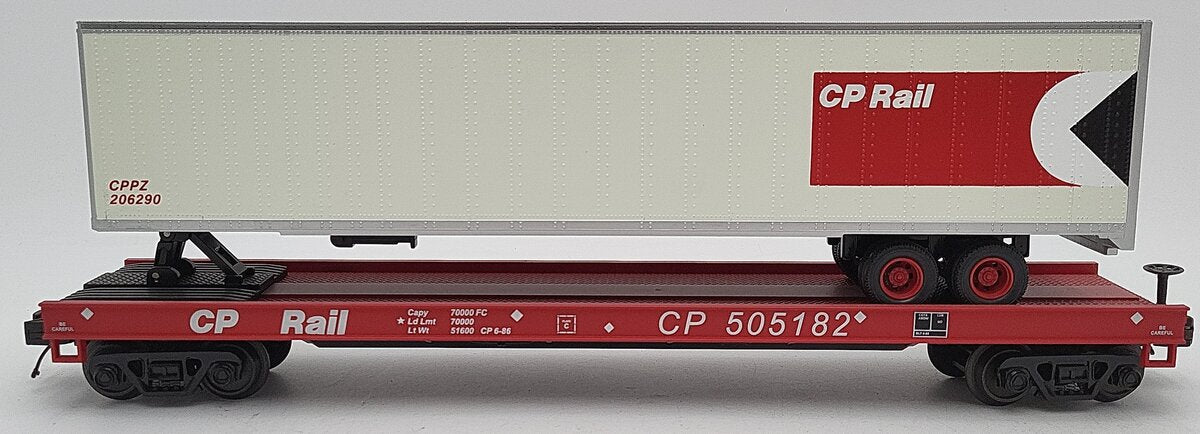 MTH 20-98691 O CP Rail Flat Car w/ 48' Trailer #505189 LN