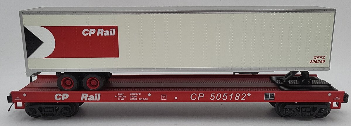 MTH 20-98691 O CP Rail Flat Car w/ 48' Trailer #505189 LN