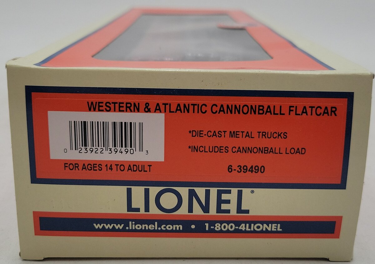 Lionel 6-39490 O Gauge Western & Atlantic Cannonball Flatcar NIB
