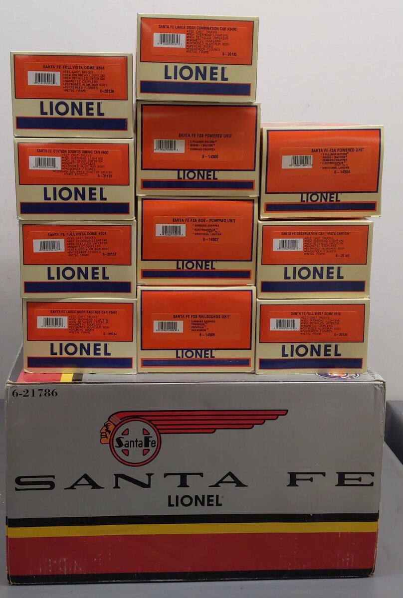 Lionel 6-21786 O Gauge Santa Fe ABBA F3 Diesel Passenger Train Set VG/Box