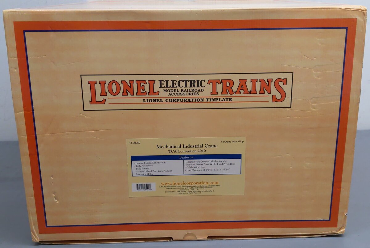 MTH 11-90069 /Lionel Mechanical Industrial Crane Operating TCA Convention 2010 EX/Box