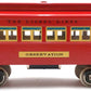 Lionel 6-13402 Standard Gauge Red Tinplate Observation Car #325 EX