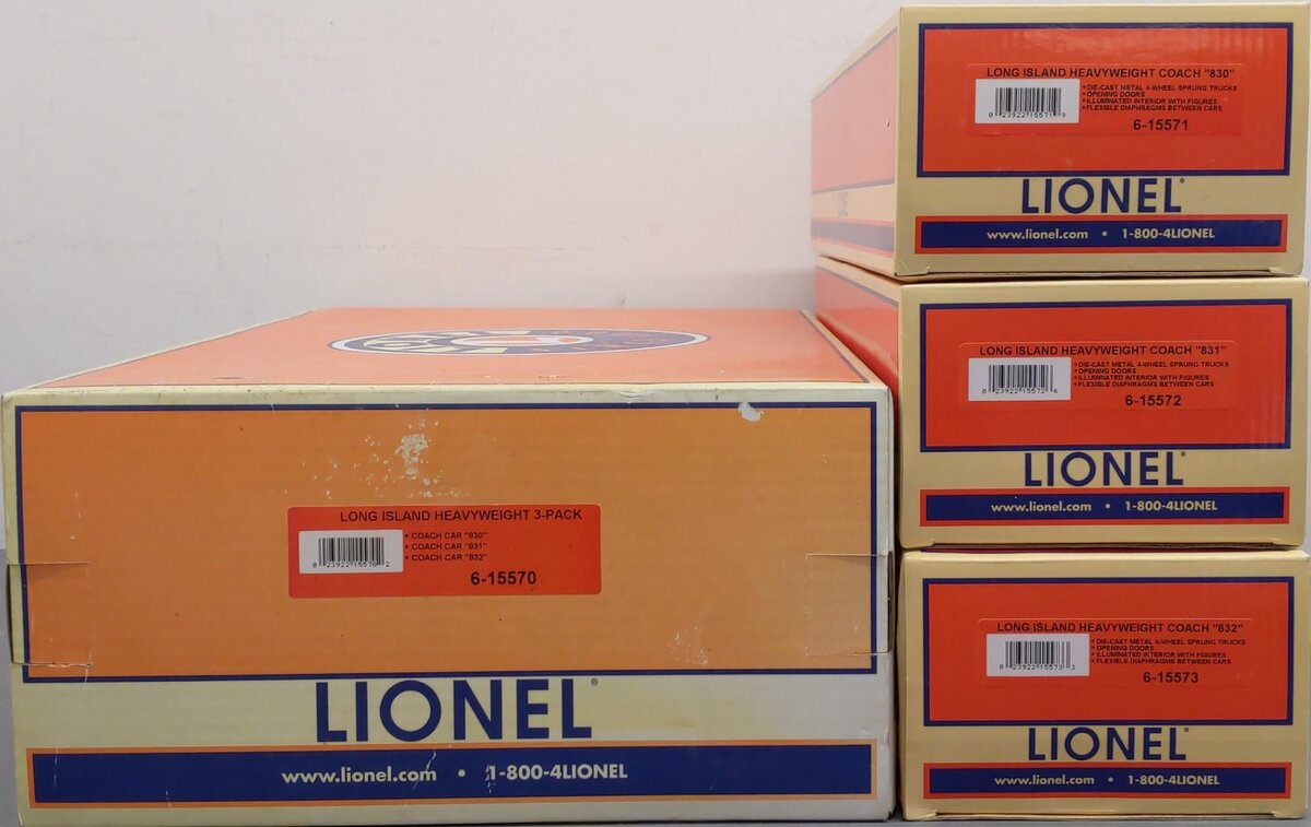 Lionel 6-15570 O Scale Long Island 18 inch Heavyweight Passenger Cars (Set of 3) LN/Box