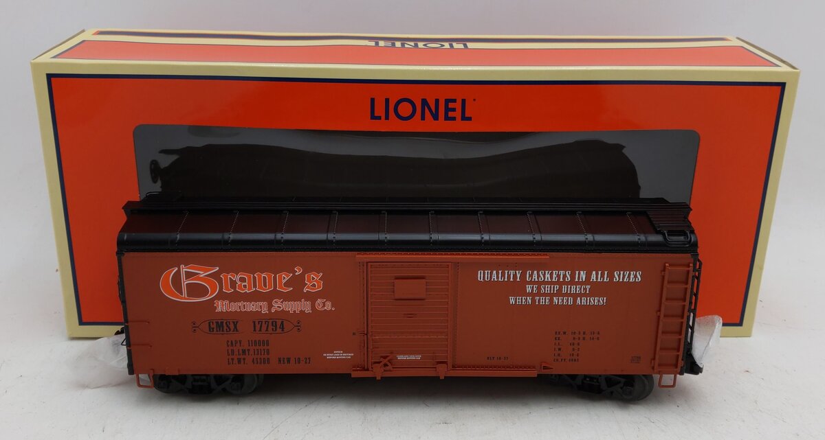 Lionel 6-17768 Graves Mortuary Supply Round-Roof Boxcar LN/Box
