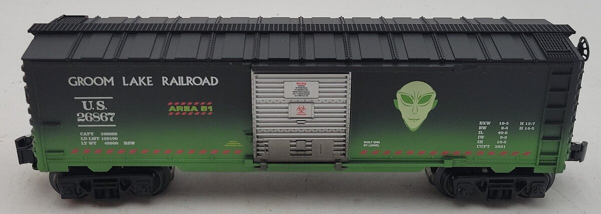 Lionel 6-26867 O Gauge Groom Lake Operating AlienSounds Boxcar NIB