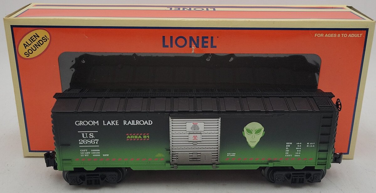 Lionel 6-26867 O Gauge Groom Lake Operating AlienSounds Boxcar NIB