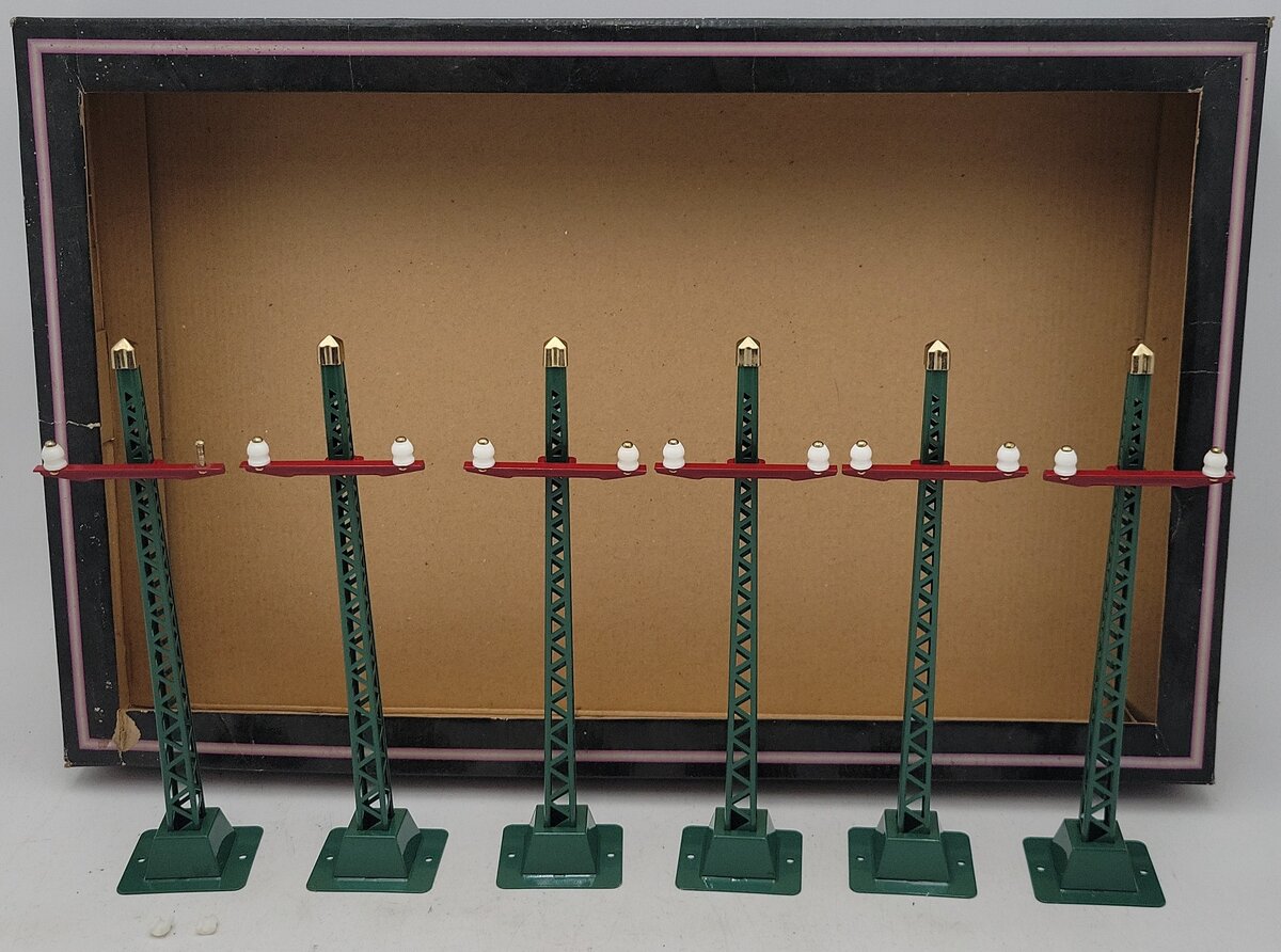 MTH 10-1094 Standard Gauge Peacock/Red #71 Telegraph Post Set (Pack of 6) EX/Box