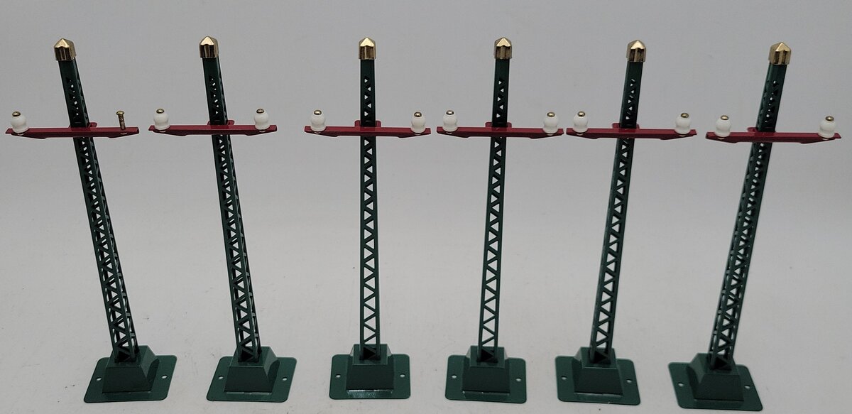MTH 10-1094 Standard Gauge Peacock/Red #71 Telegraph Post Set (Pack of 6) EX/Box