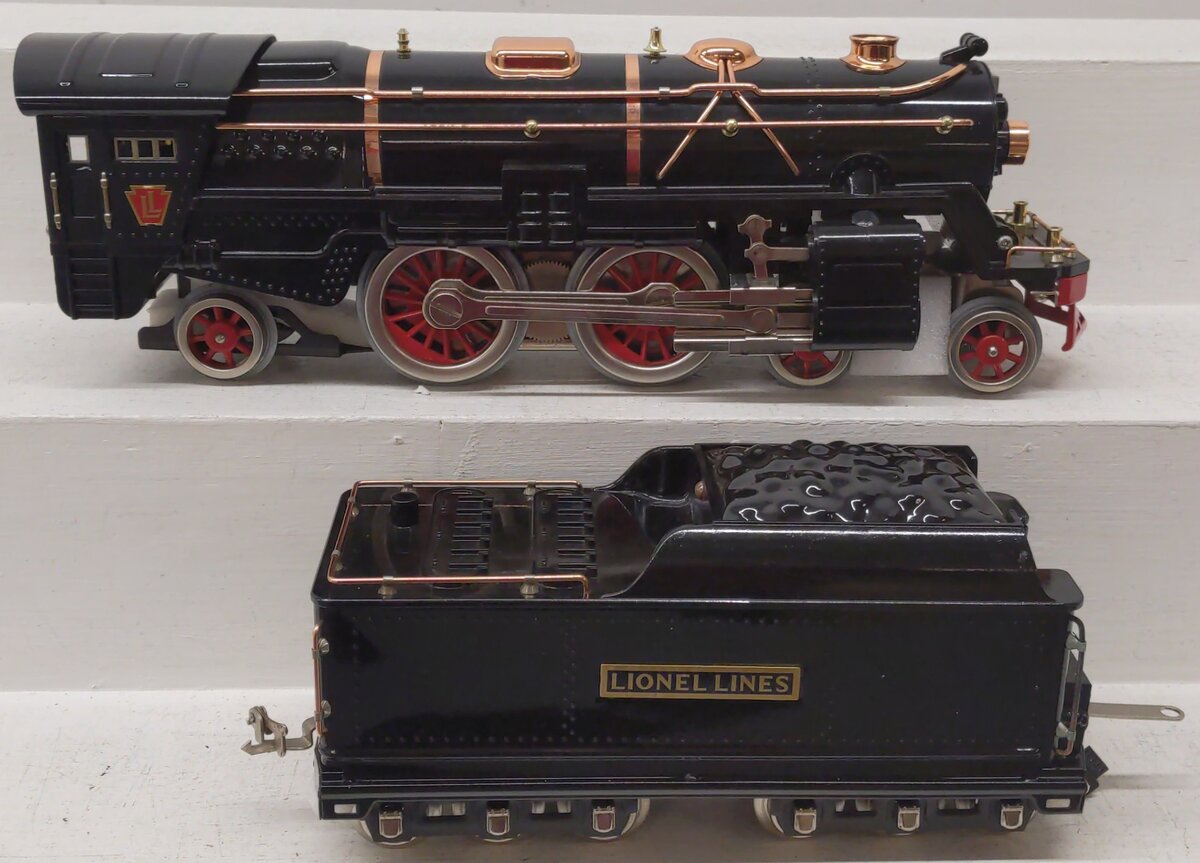 MTH 10-1092-1 Std. Gauge Tinplate 392E Steam Locomotive and Tender w/PS1 VG