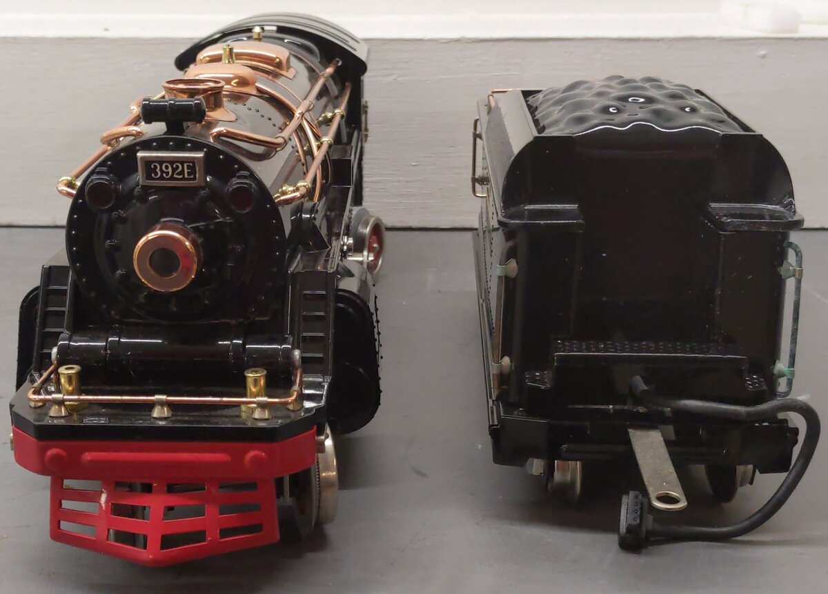 MTH 10-1092-1 Std. Gauge Tinplate 392E Steam Locomotive and Tender w/PS1 VG