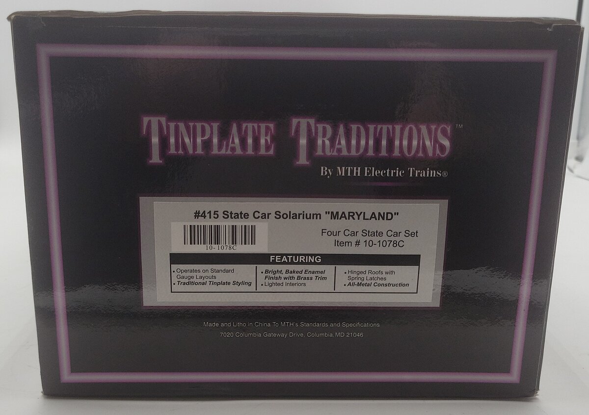 MTH 10-1078C Standard Gauge Maryland State Solarium Car #415 EX/Box