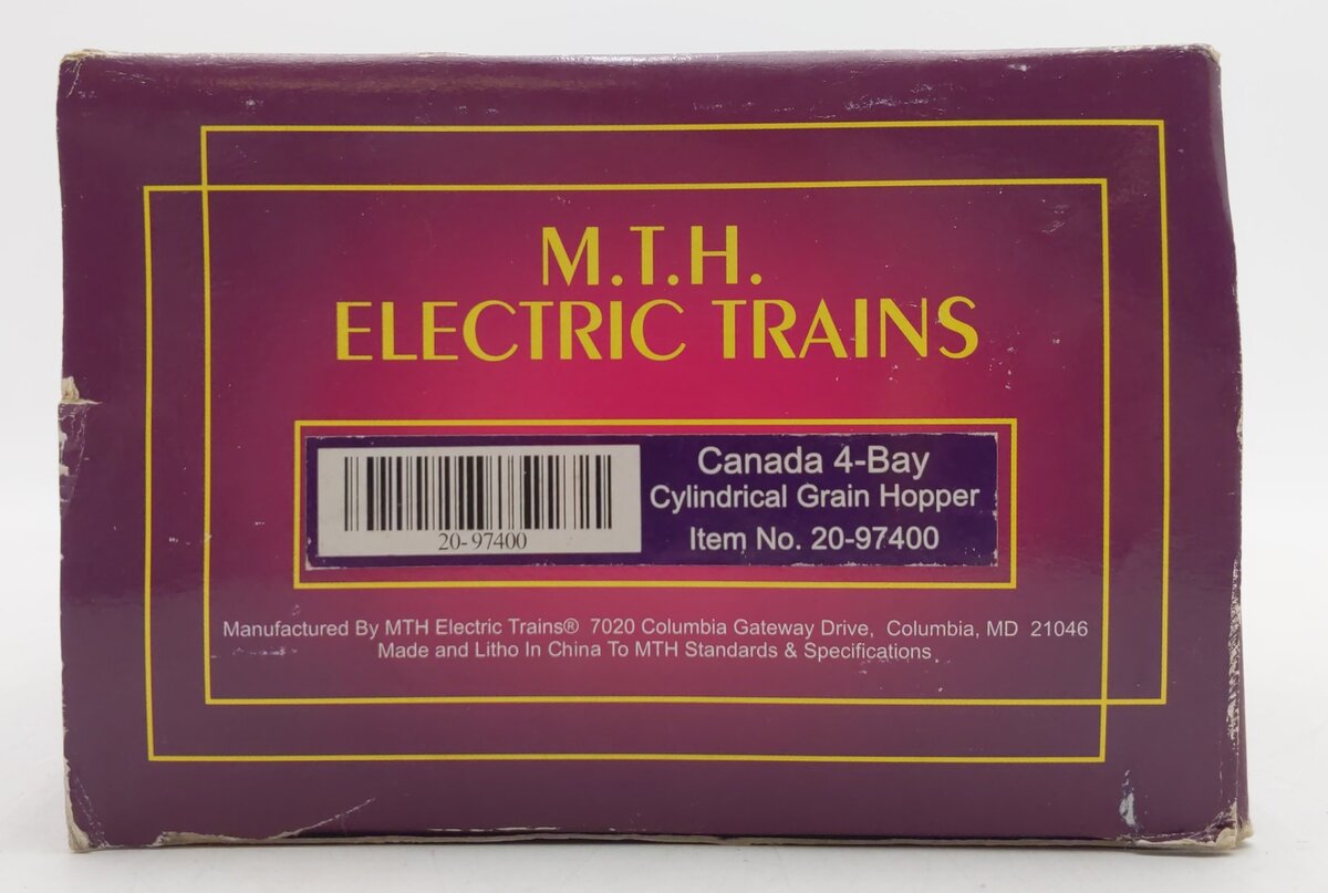 MTH 20-97400 O Gauge Canada 4-Bay Cylindrical Grain Hopper #110060 - 2 Rail VG/Box