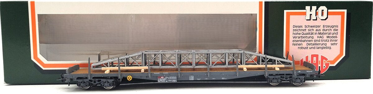 HAG 336-70 040 HO Scale Diecast SBB Flat Car w/ Steel Structure Load LN/Box