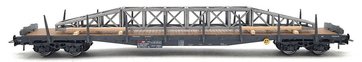 HAG 336-70 040 HO Scale Diecast SBB Flat Car w/ Steel Structure Load LN/Box