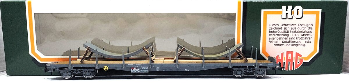 HAG 338-70 042 HO Scale SBB Flatcar w/ Steel Curved Load LN/Box