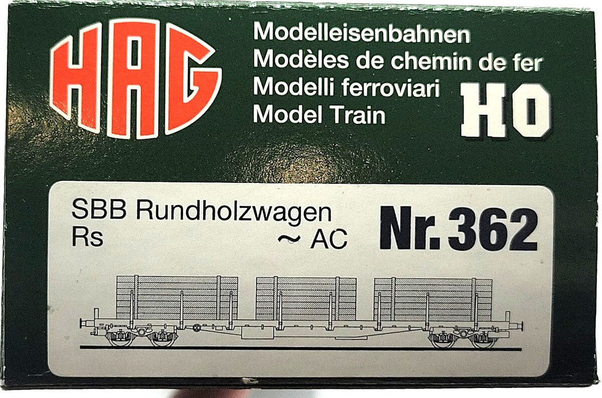 HAG 362-70 036 HO Scale SBB Flatcar w/ Round Wood Load LN/Box