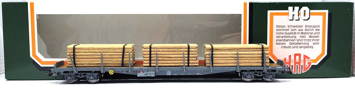 HAG 362-70 036 HO Scale SBB Flatcar w/ Round Wood Load LN/Box