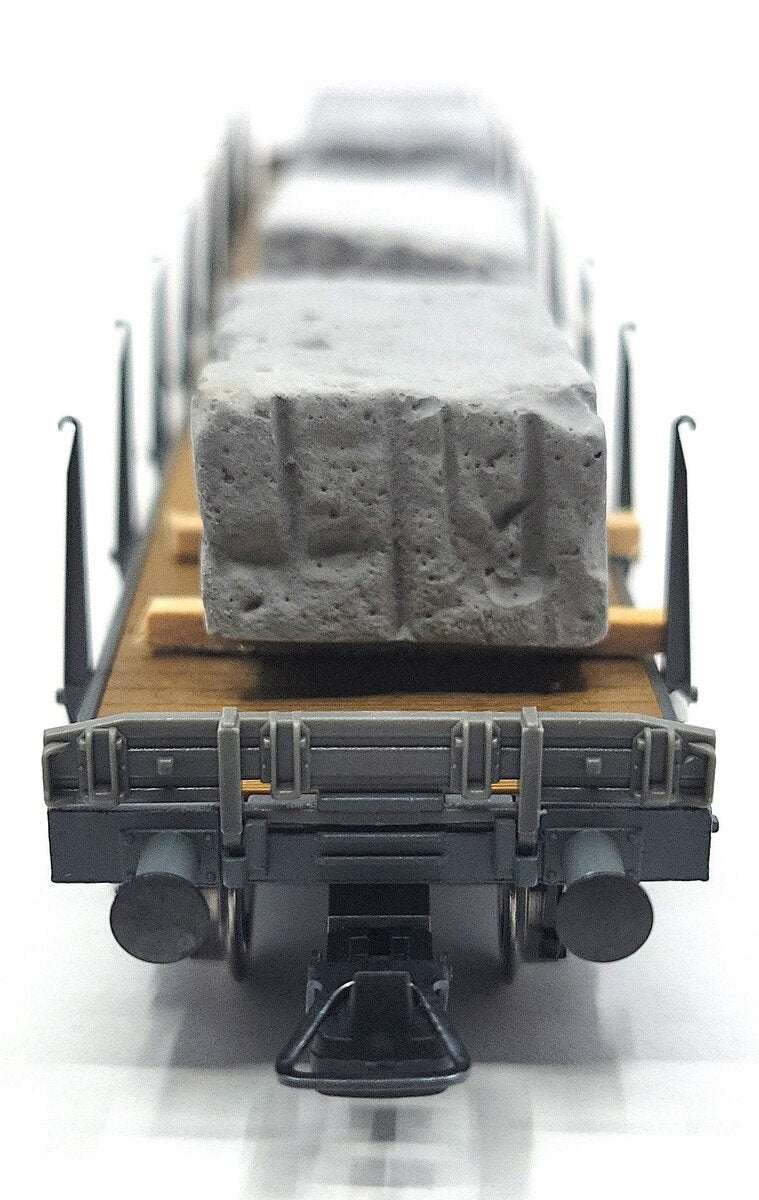 HAG 348-70 022 HO Scale SBB Flatcar w/ 4 Marble Blocks LN/Box