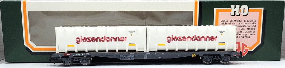 HAG 356-71 010 HO Scale SBB Giezendanner Flat Car Bulk Container Wagon LN/Box