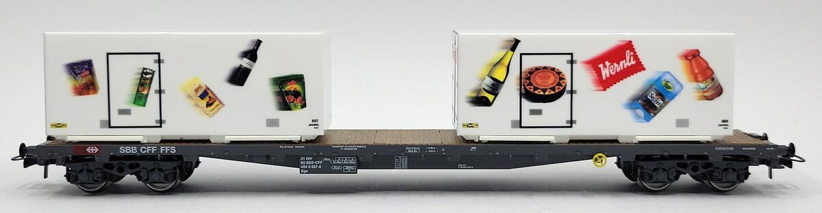 HAG 372-73 026 HO Scale SBB Flatcar w/ 2 "USEGO" Containers LN/Box