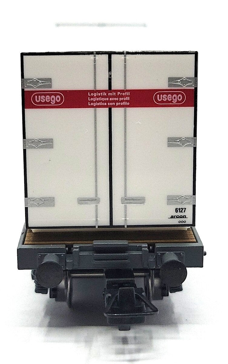 HAG 372-73 026 HO Scale SBB Flatcar w/ 2 "USEGO" Containers LN/Box